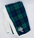 Flannel Sherpa Blanket with Maine Cabin Masters logo