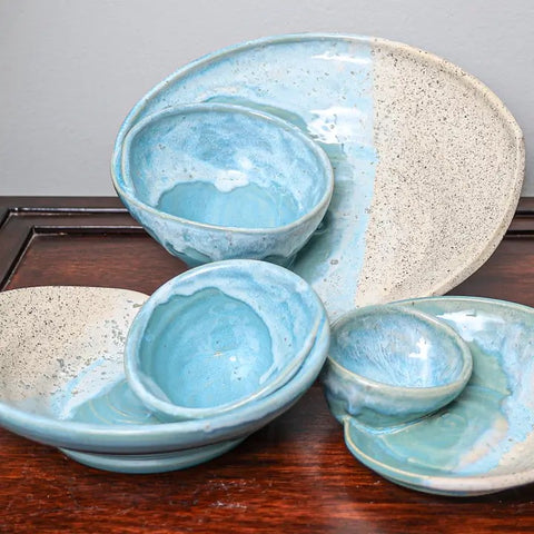 Artisan Ceramic Coastal Swirly Bowl