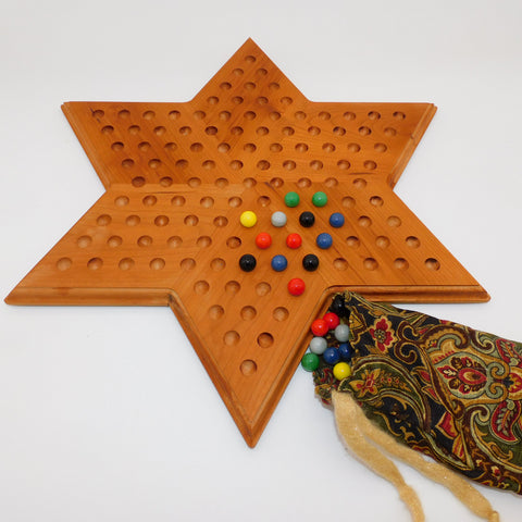 Chinese Checker Board with Glass Marbles