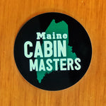 Maine Cabin Masters Sticker - black with green State of Maine
